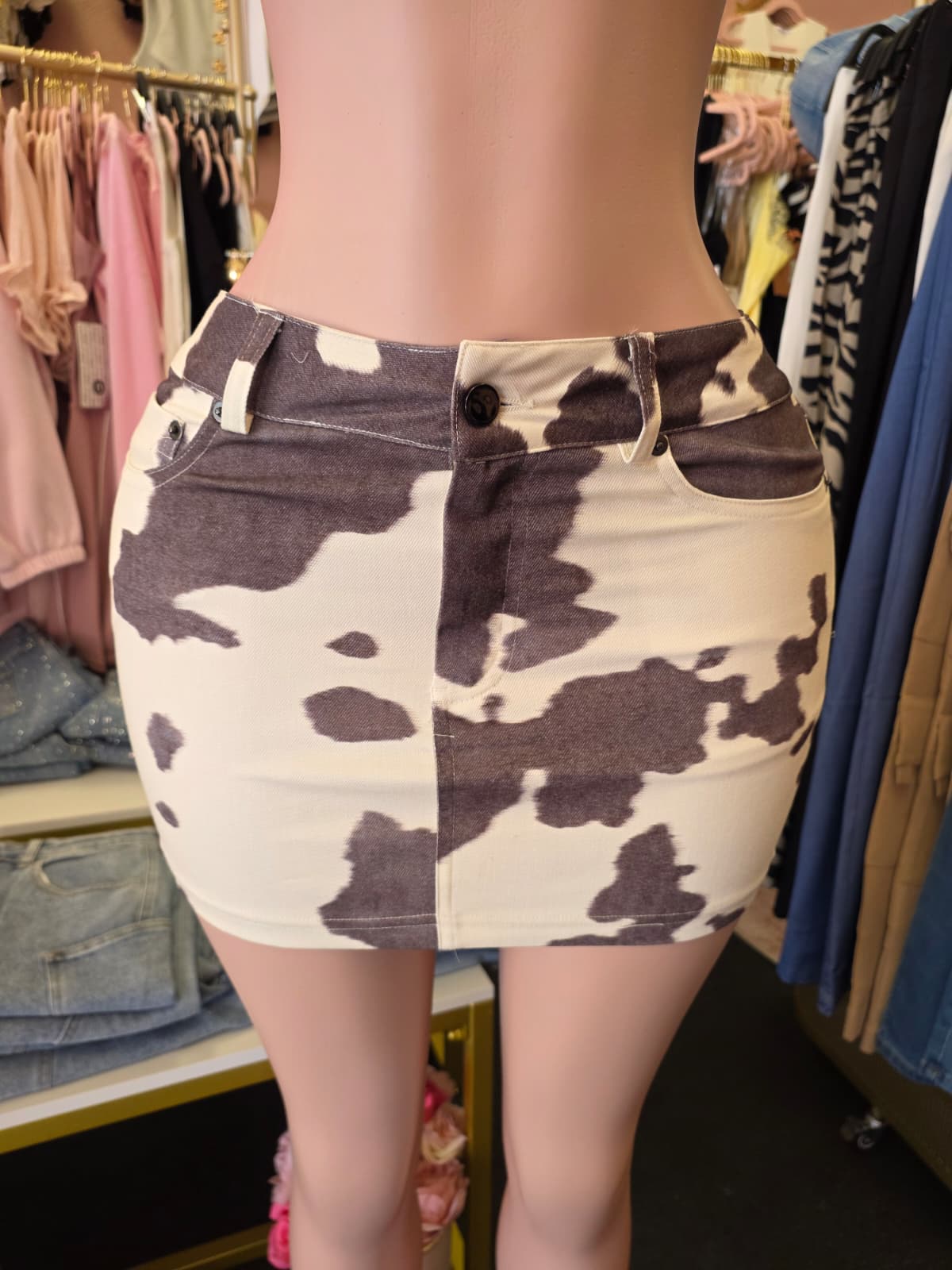 Cow style mini skirt