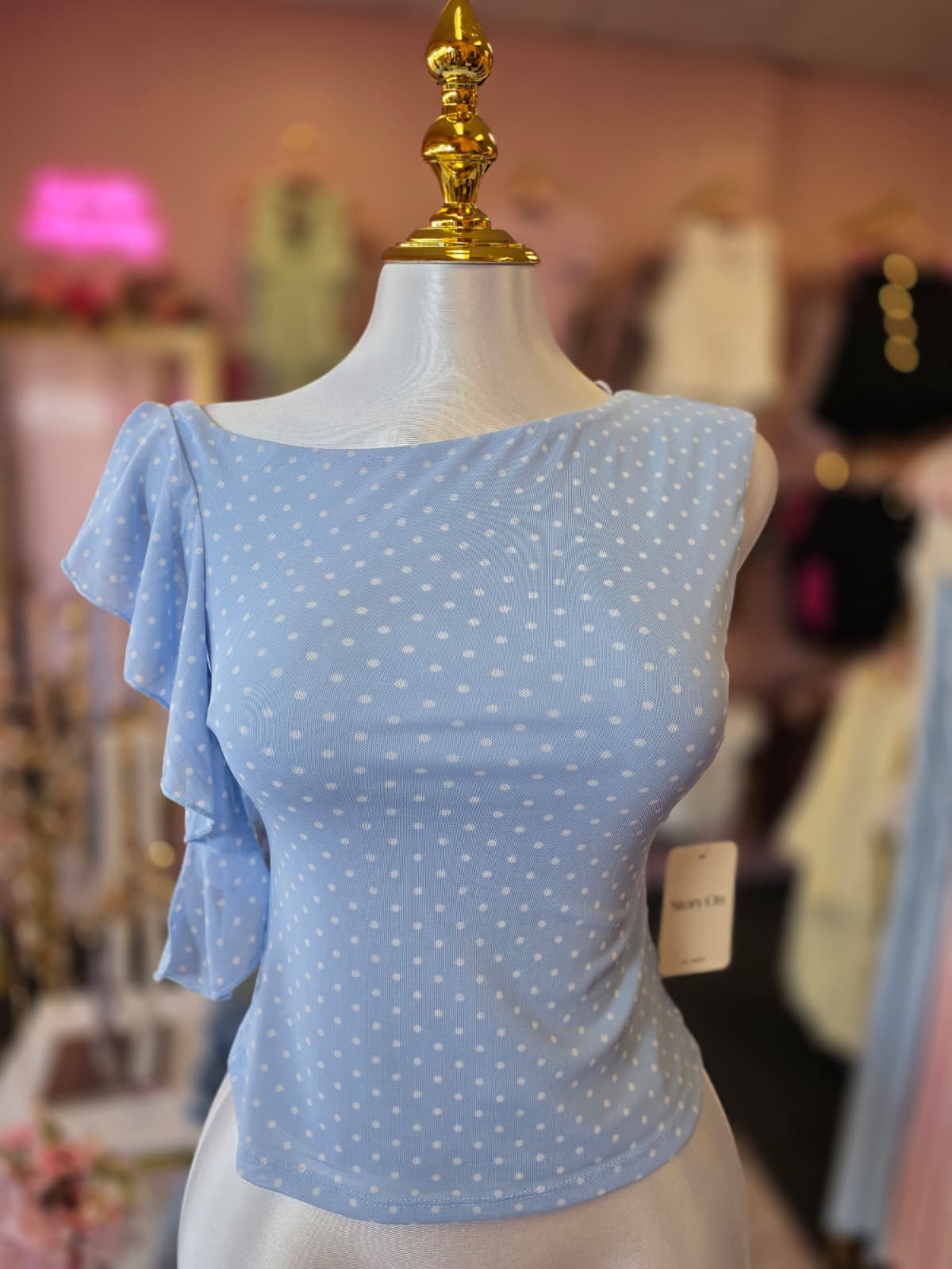 Sky polka dot top