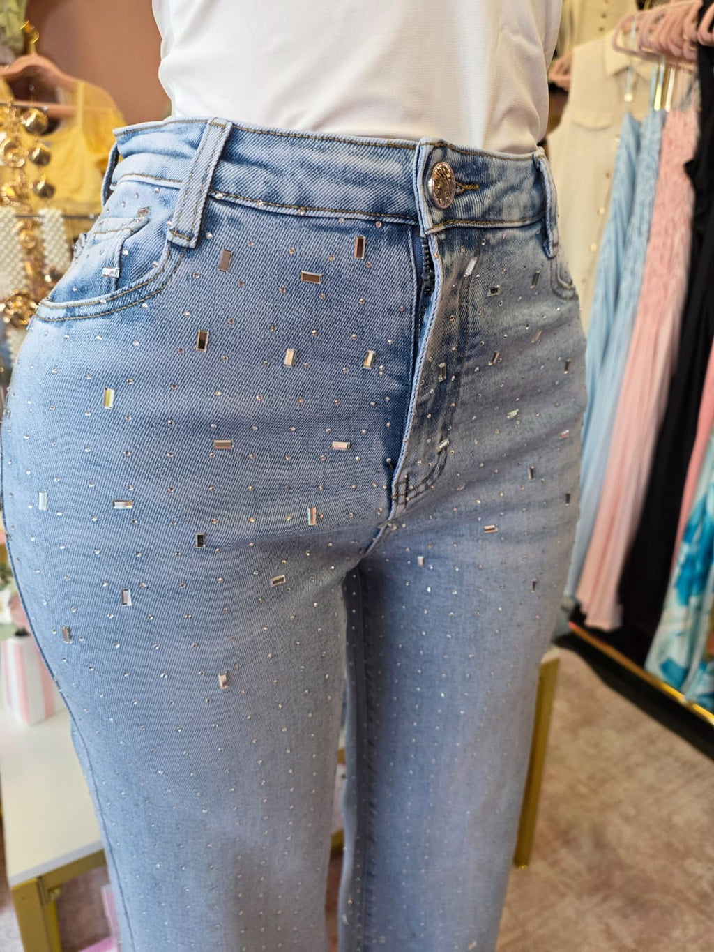 Rhinestone strech jeans