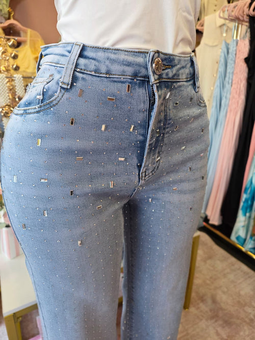Rhinestone strech jeans