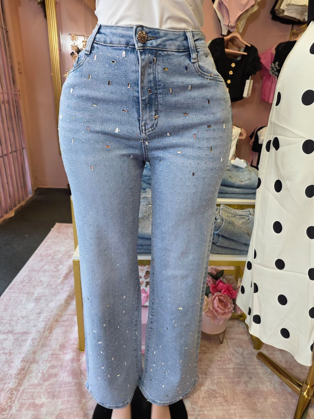Rhinestone strech jeans